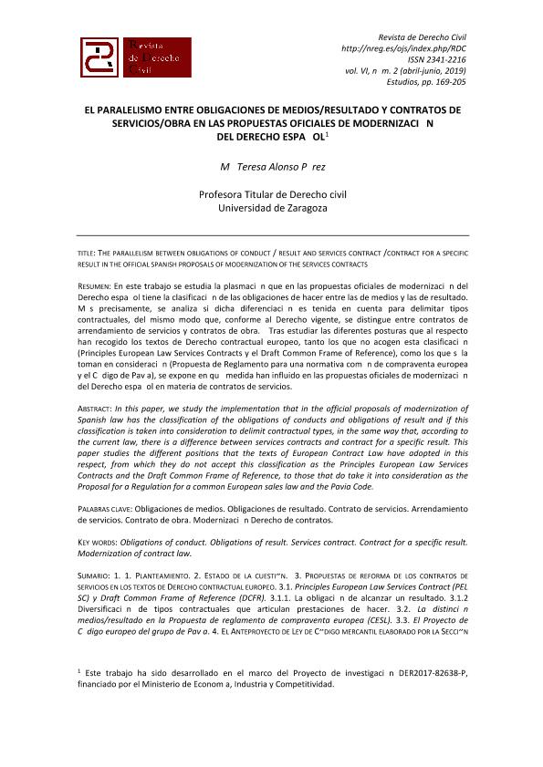 El paralelismo entre obligaciones de medios/resultado y contratos de servicios/obra en las propuestas oficiales de modernización del derecho Español