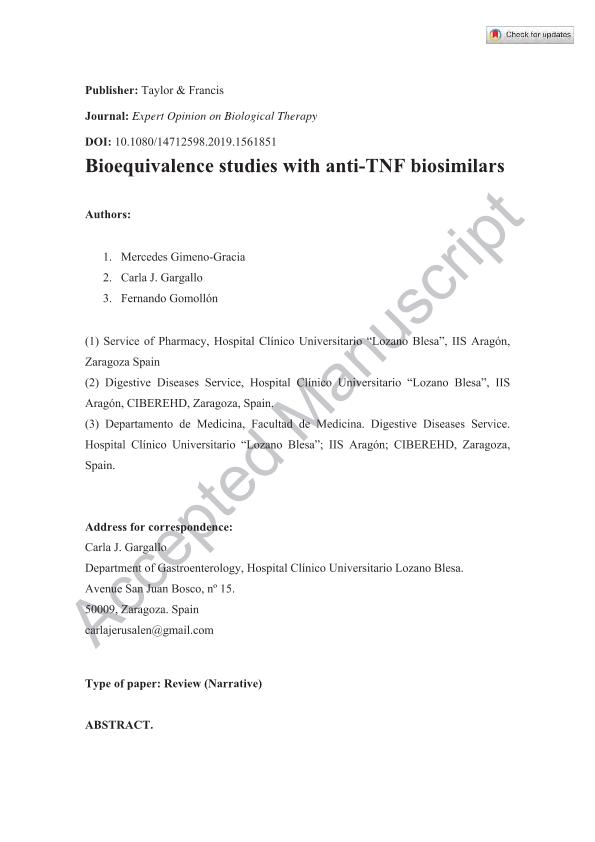 Bioequivalence studies with anti-TNF biosimilars