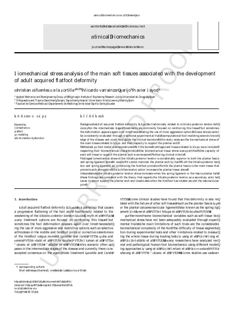 Biomechanical stress analysis of the main soft tissues associated with the development of adult acquired flatfoot deformity