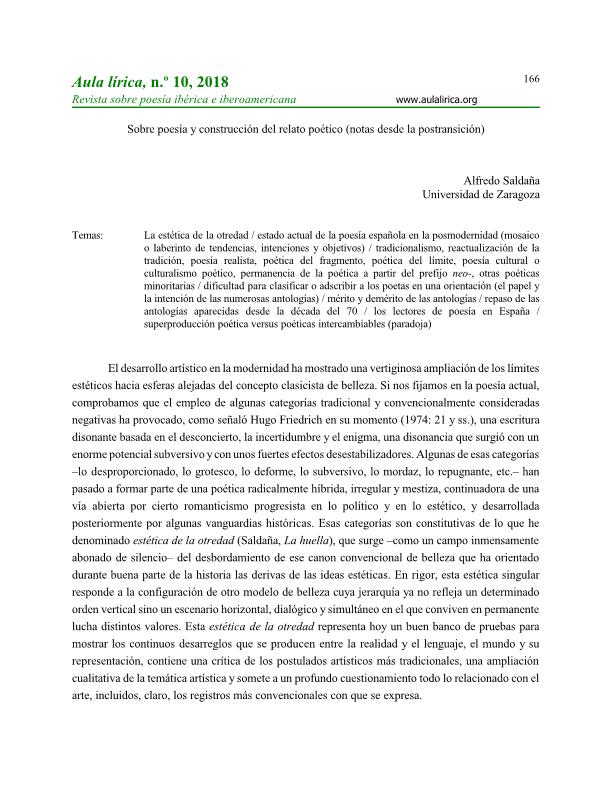 Sobre poesía y construcción del relato poético  (notas desde la postransición)