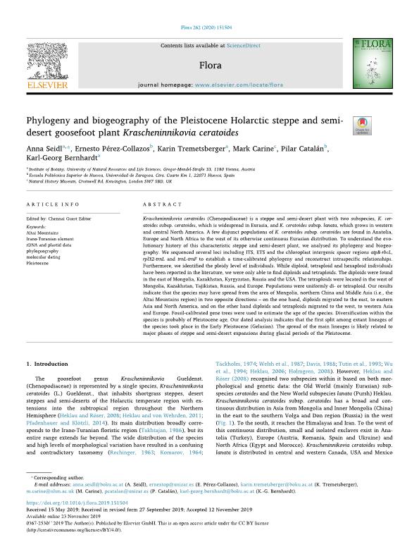 Phylogeny and biogeography of the Pleistocene Holarctic steppe and semidesert goosefoot plant Krascheninnikovia ceratoides