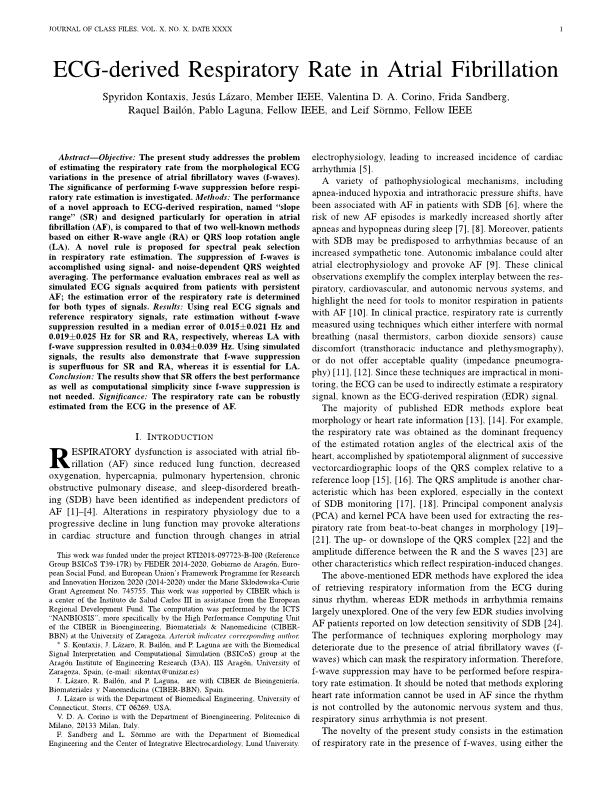 ECG-derived respiratory rate in atrial fibrillation