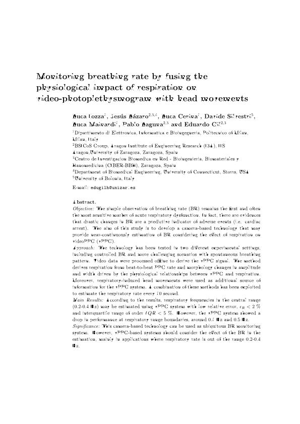 Monitoring breathing rate by fusing the physiological impact of respiration on video-photoplethysmogram with head movements