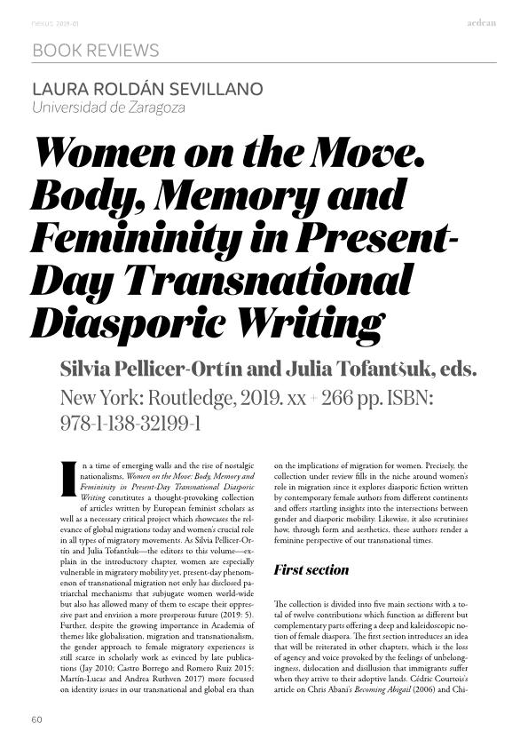 Women on the Move. Body, Memory and Femininity in Present-Day Transnational Diasporic Writing