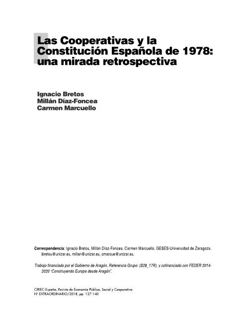 Las cooperativas y la Constitución Española de 1978: una mirada retrospectiva