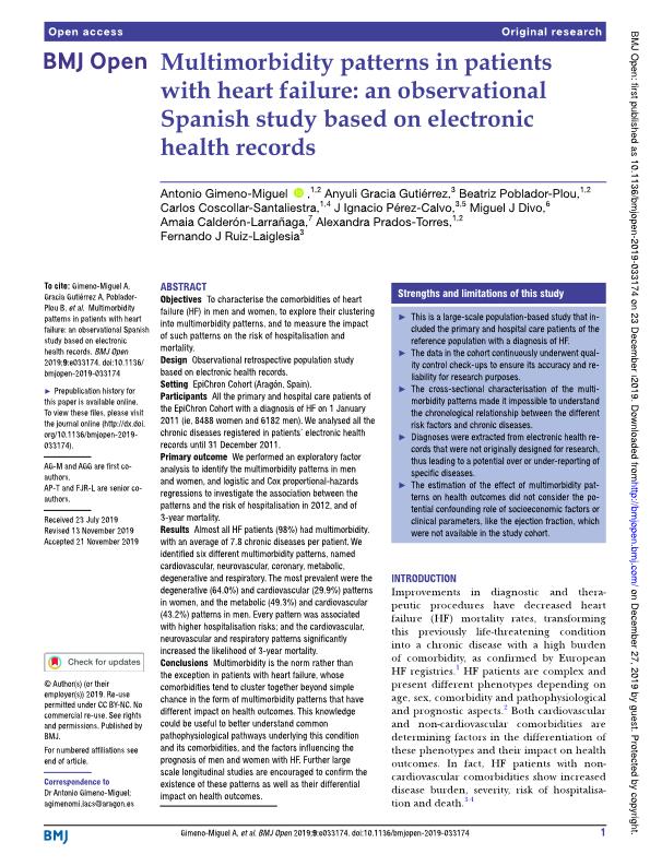 Multimorbidity patterns in patients with heart failure: an observational Spanish study based on electronic health records