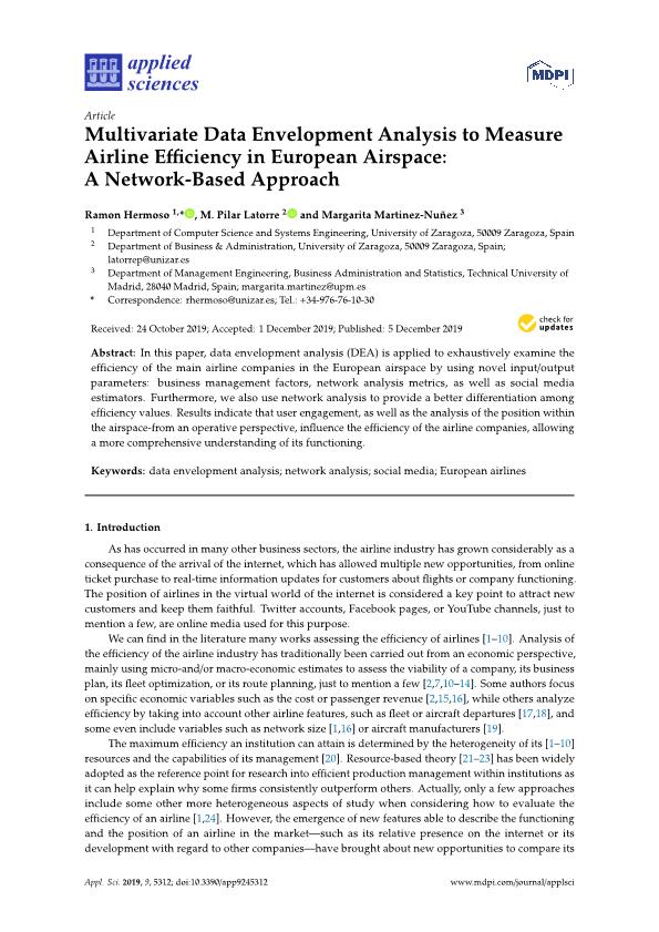 Multivariate data envelopment analysis to measure airline efficiency in european airspace: a network-based approach
