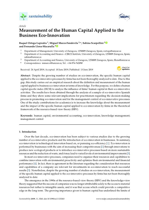 Measurement of the Human Capital Applied to the Business Eco-Innovation