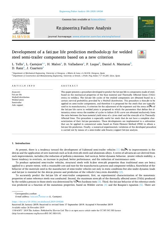 Development of a fatigue life prediction methodology for welded steel semi-trailer components based on a new criterion