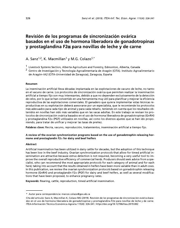 Revisión de los programas de sincronización ovárica basados en el uso de hormona liberadora de gonadotropinas y prostaglandina F2a para novillas de leche y de carne