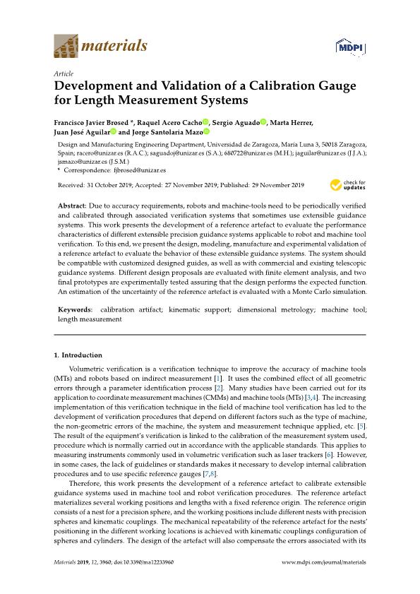 Development and validation of a calibration gauge for length measurement systems