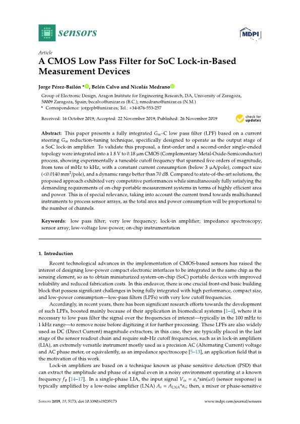 A CMOS low pass filter for soc lock-in-based measurement devices