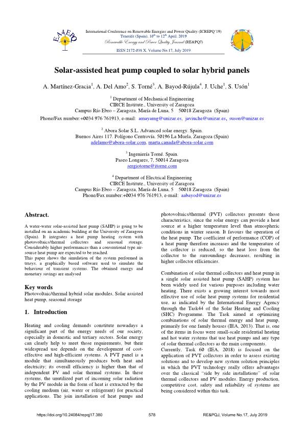 Solar-assisted heat pump coupled to solar hybrid panels