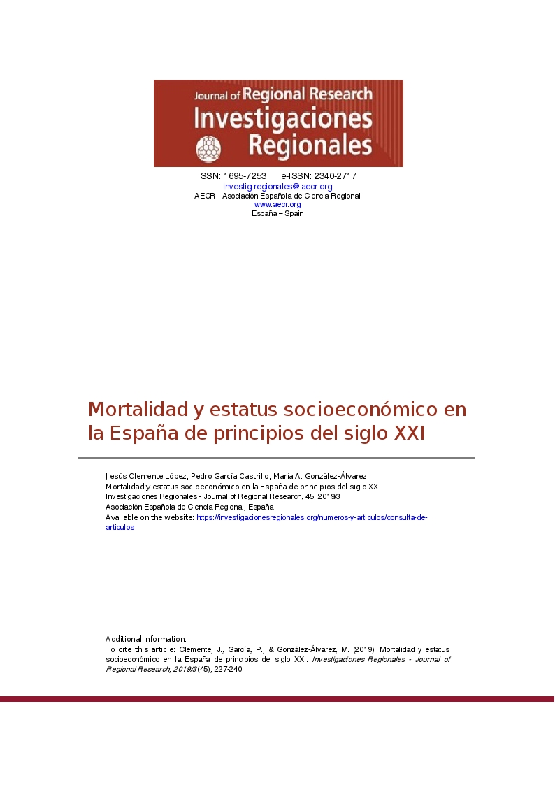 Mortalidad y estatus socioeconómico en la España de principios del siglo XXI
