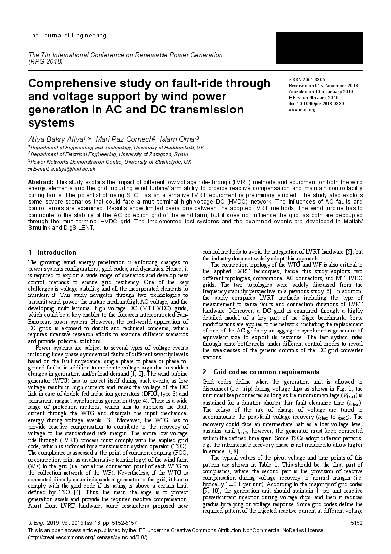 Comprehensive study on fault-ride through and voltage support by wind power generation in ac and dc transmission systems