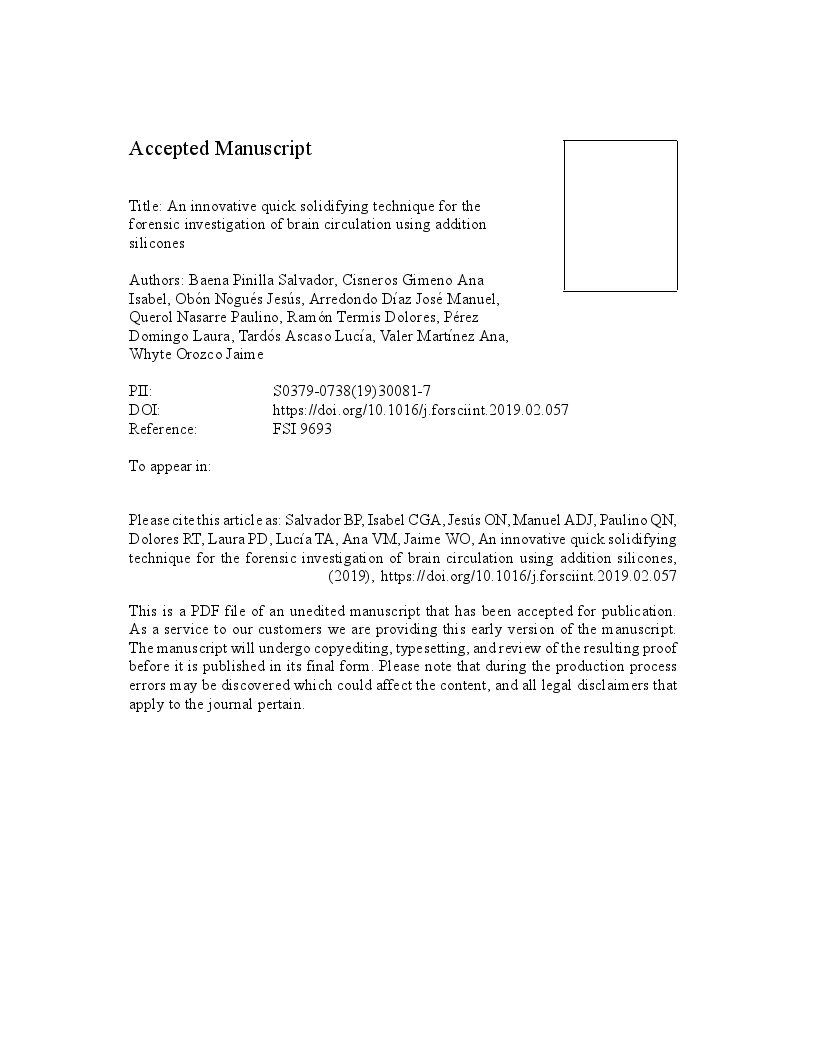 An innovative quick solidifying technique for the forensic investigation of brain circulation using addition silicones
