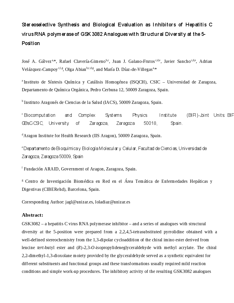 Stereoselective synthesis and biological evaluation as inhibitors of hepatitis C virus RNA polymerase of GSK3082 analogues with structural diversity at the 5-position