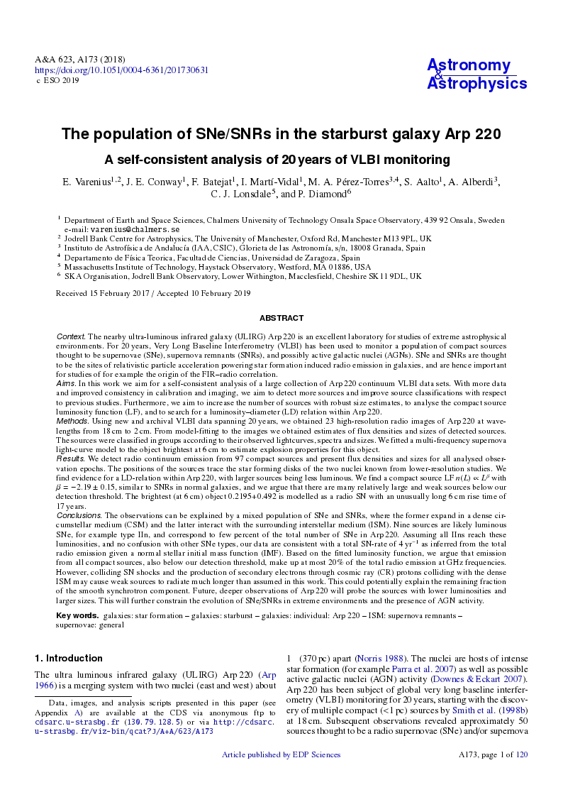 The population of SNe/SNRs in the starburst galaxy Arp 220: A self-consistent analysis of 20 years of VLBI monitoring ?