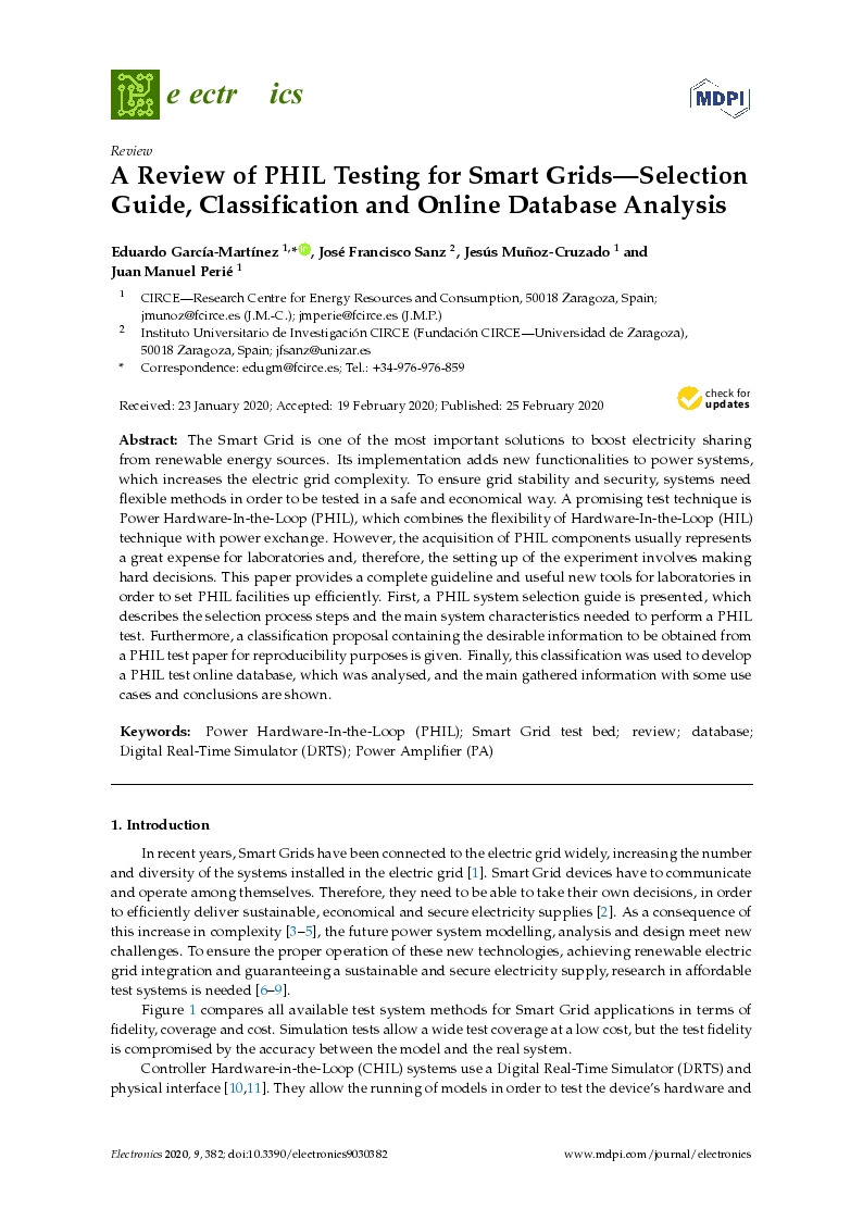 A review of PHIL testing for smart grids—selection guide, classification and online database analysis