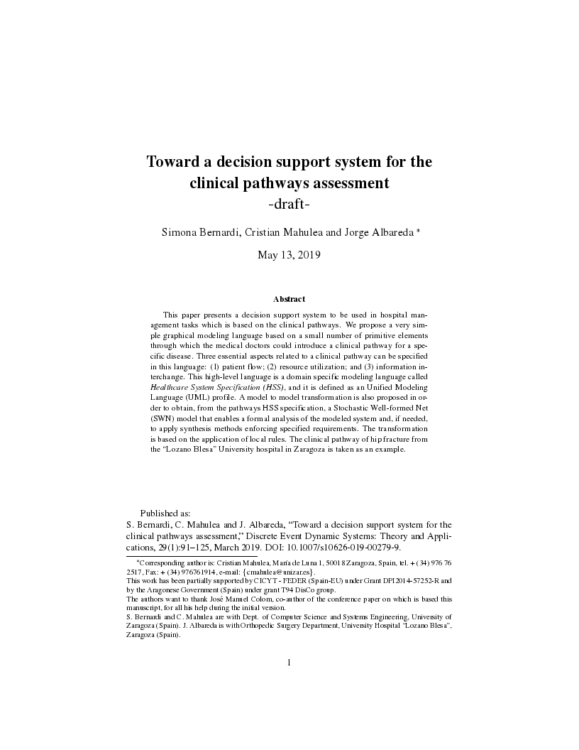 Toward a decision support system for the clinical pathways assessment