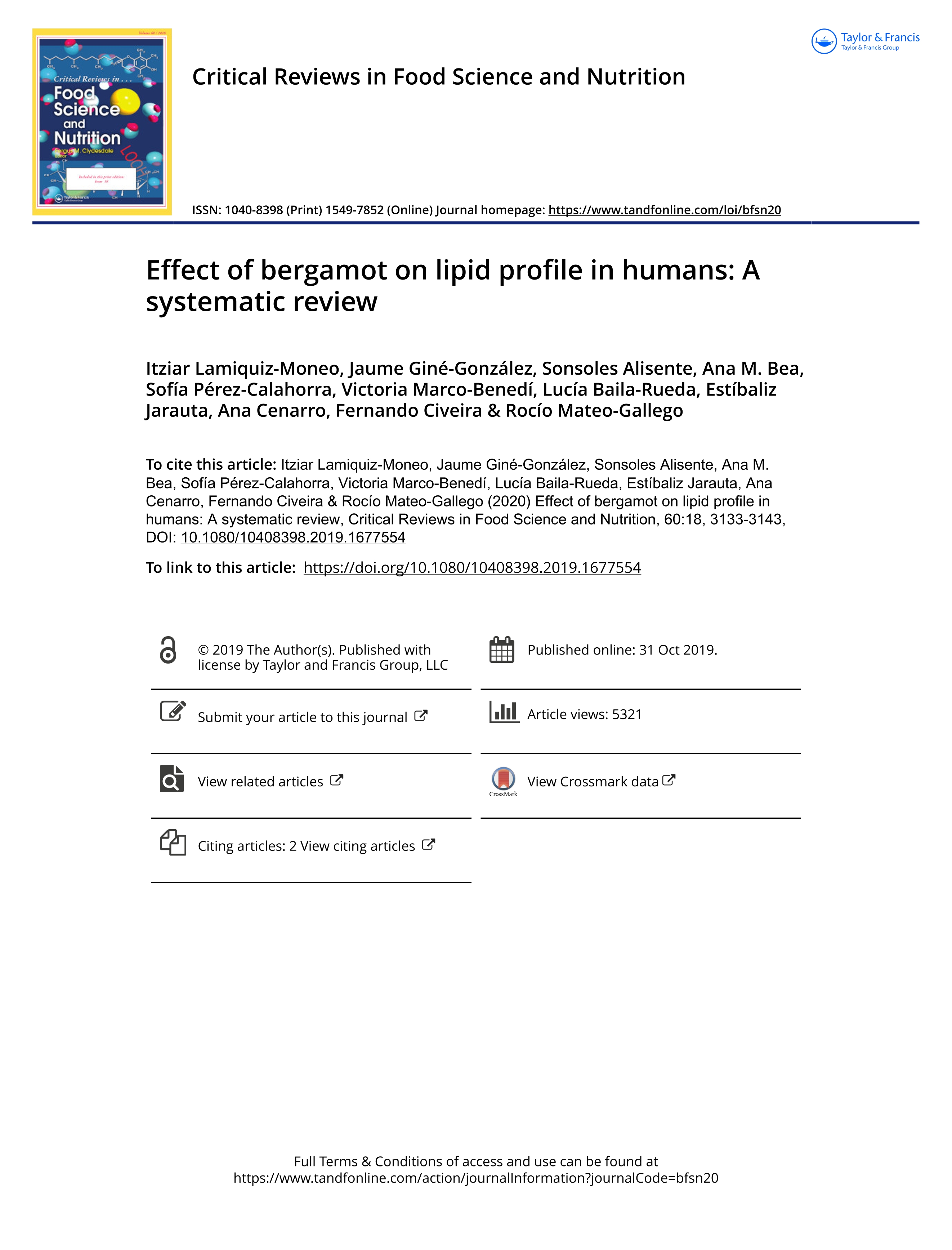 Effect of bergamot on lipid profile in humans: A systematic review