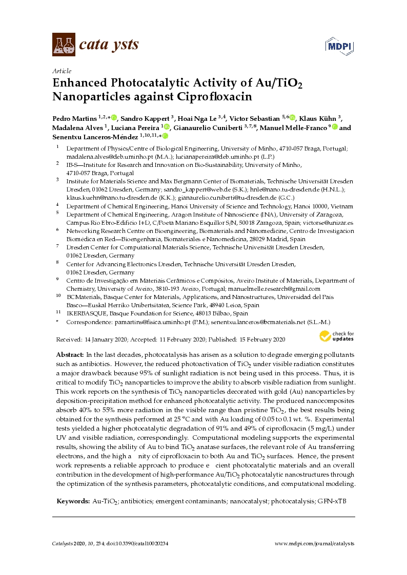 Enhanced photocatalytic activity of au/TiO2 nanoparticles against ciprofloxacin