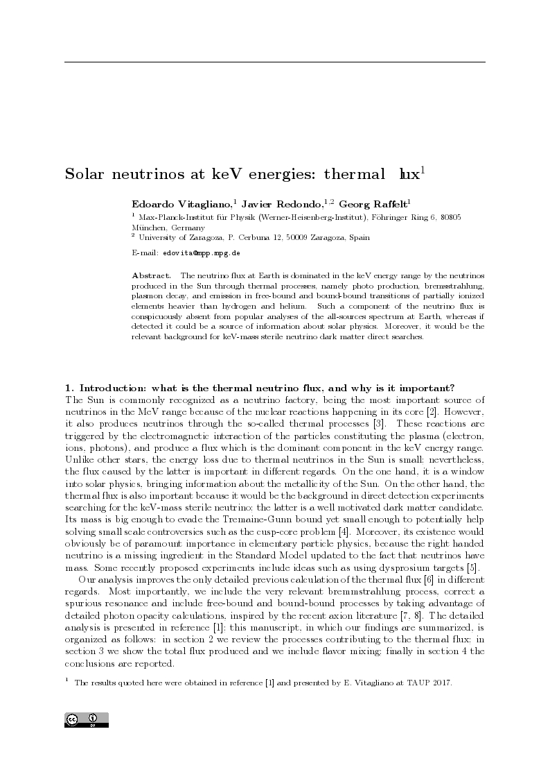 Solar neutrinos at keV energies: Thermal flux1