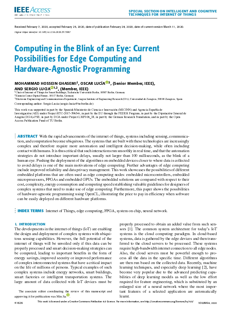 Computing in the blink of an eye: Current possibilities for edge computing and hardware-agnostic programming