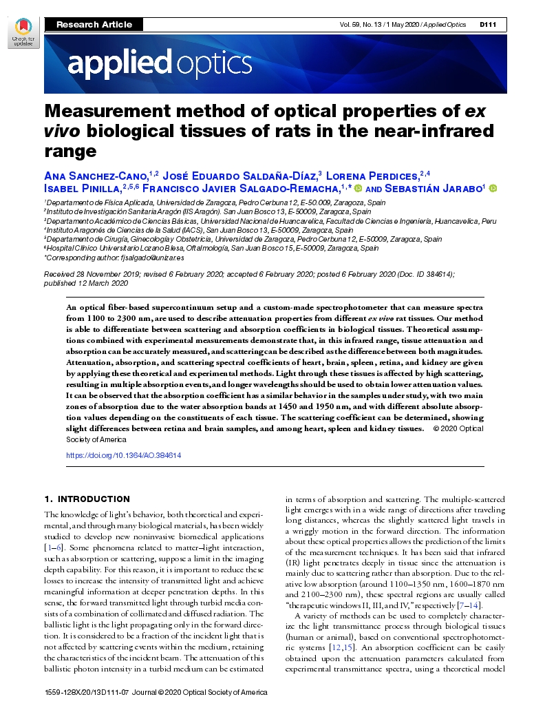 Measurement method of optical properties of ex vivo biological tissues of rats in the near-infrared range