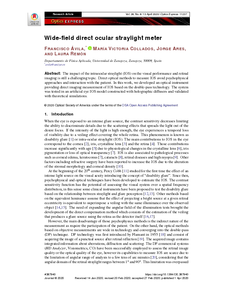 Wide-field direct ocular straylight meter