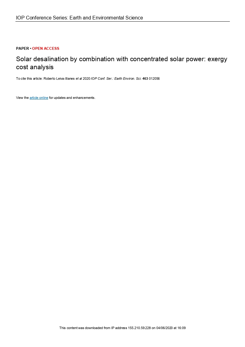 Solar desalination by combination with concentrated solar power: Exergy cost analysis