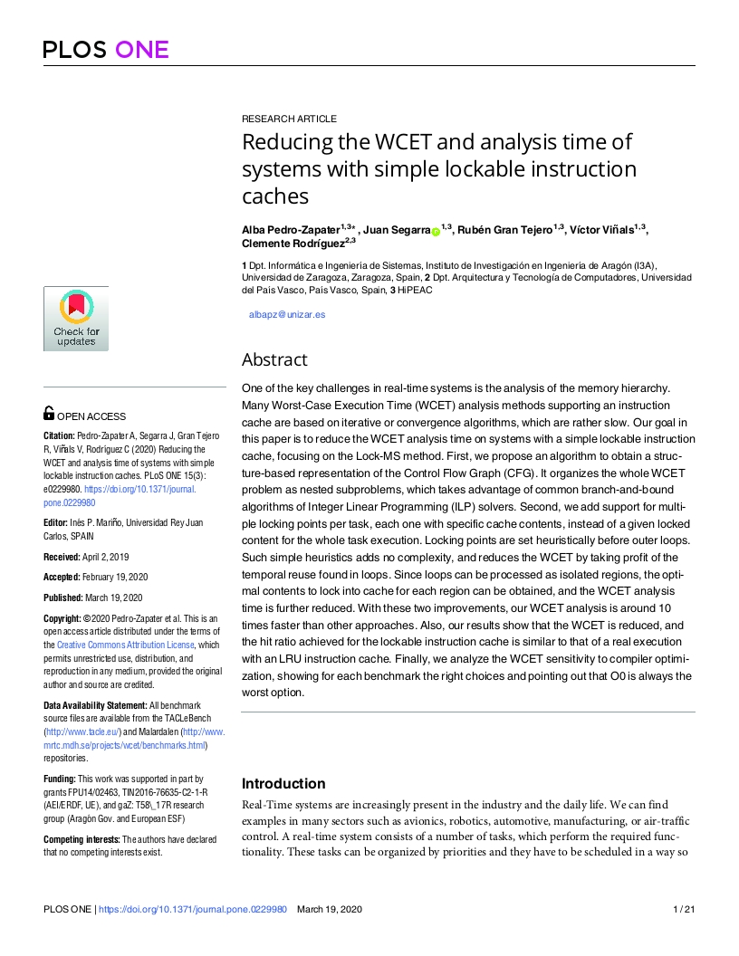 Reducing the WCET and analysis time of systems with simple lockable instruction caches