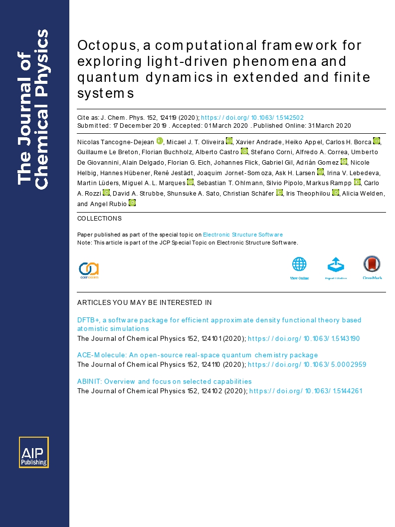 Octopus A Computational Framework For Exploring Light Driven Phenomena And Quantum Dynamics In Extended And Finite Systems