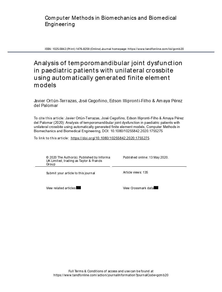Analysis of temporomandibular joint dysfunction in paediatric patients with unilateral crossbite using automatically generated finite element models