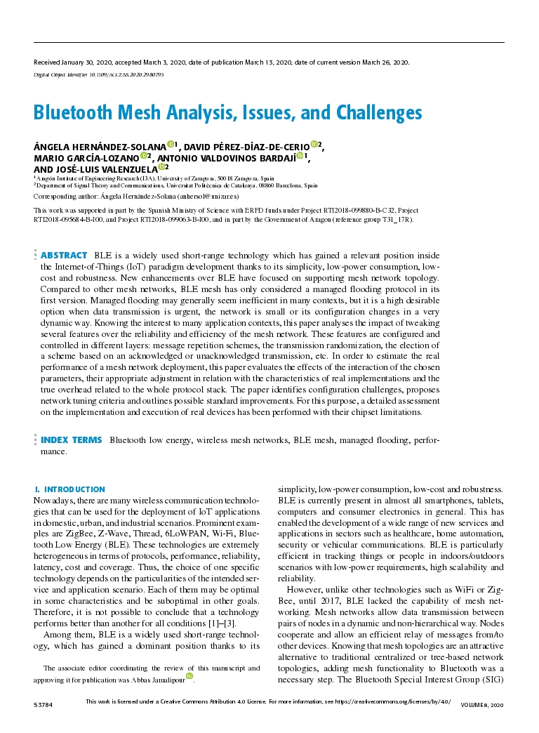Bluetooth Mesh Analysis, Issues, and Challenges