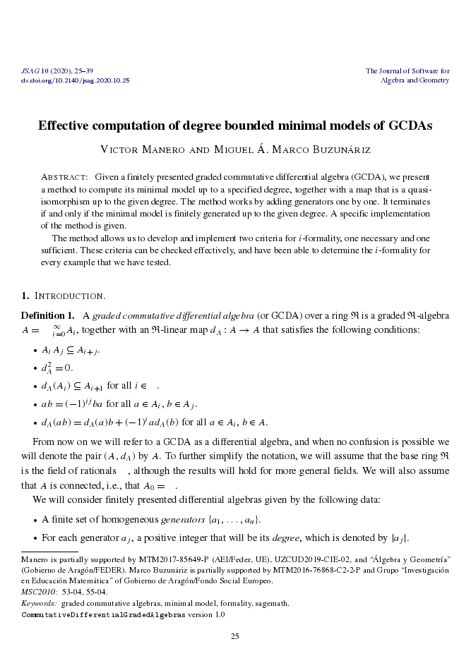Effective computation of degree bounded minimal models of GCDAs