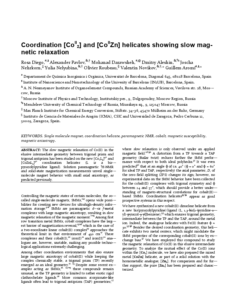 Coordination [Co-2(II)] and [(CoZnII)-Zn-II] Helicates Showing Slow Magnetic Relaxation