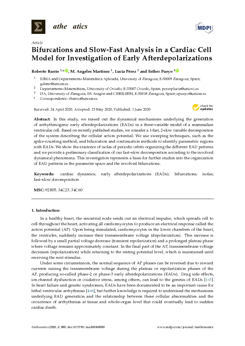 Bifurcations and Slow-Fast Analysis in a Cardiac Cell Model for Investigation of Early Afterdepolarizations
