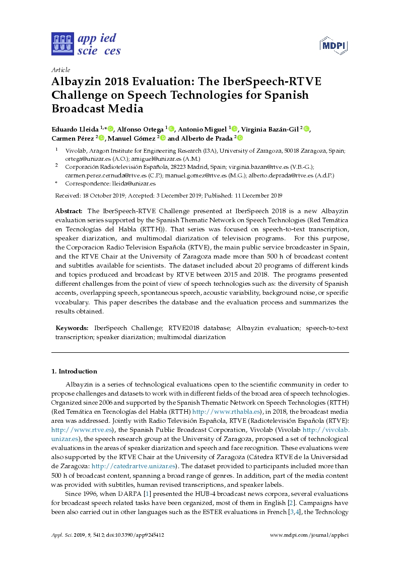 Albayzin 2018 Evaluation: The IberSpeech-RTVE Challenge on Speech Technologies for Spanish Broadcast Media