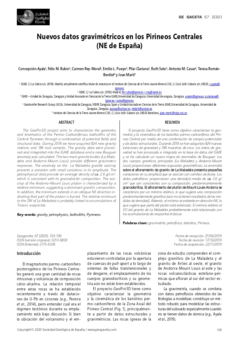 Nuevos datos gravimétricos en los Pirineos Centrales (NE de España).