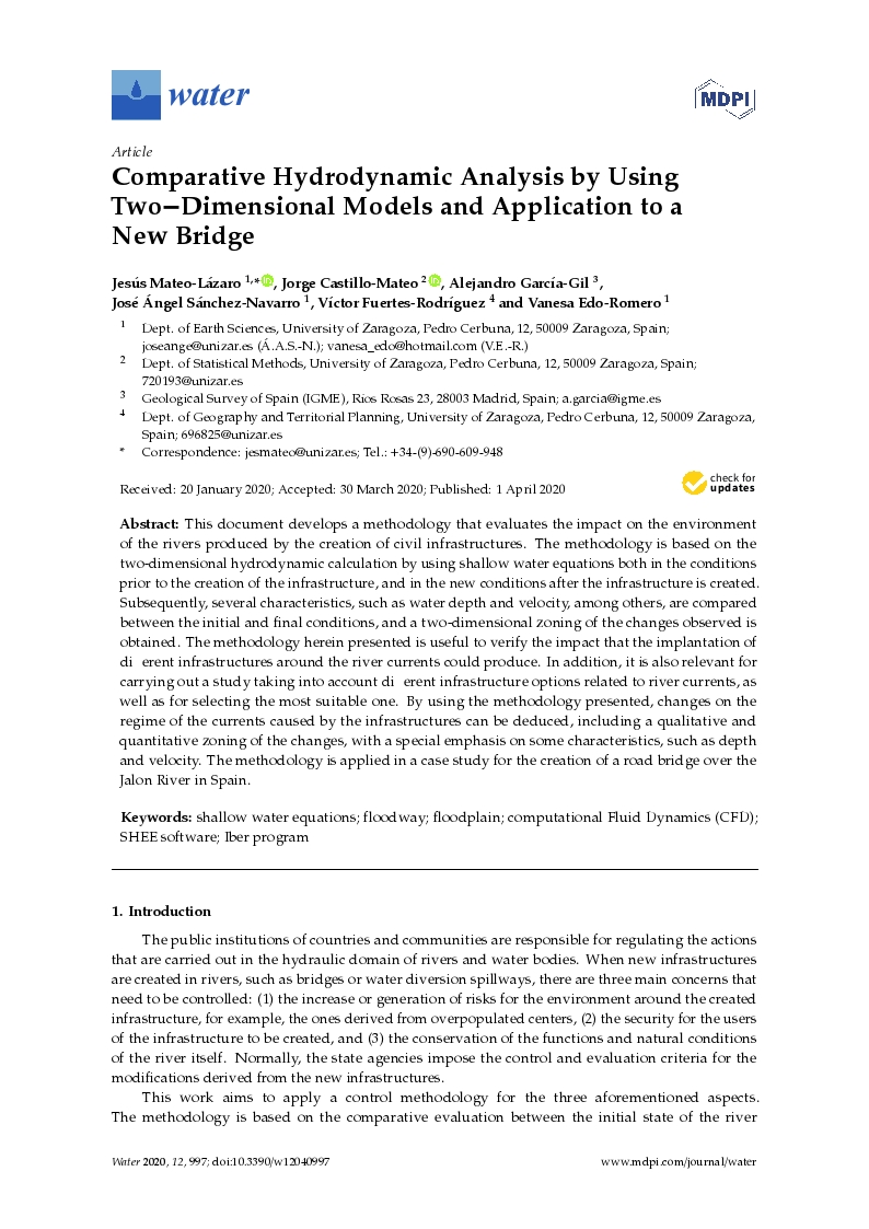 Comparative Hydrodynamic Analysis by Using Two-Dimensional Models and Application to a New Bridge