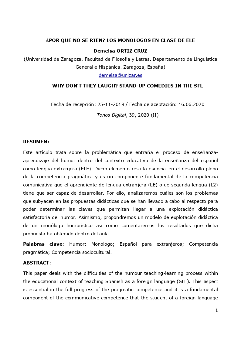¿Por qué no se ríen? Los monólogos en clase de ELE