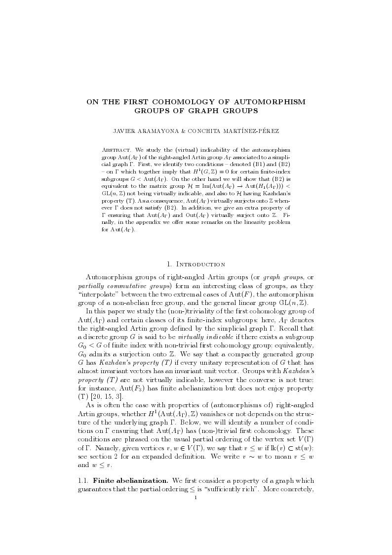 On the first cohomology of automorphism groups of graph groups