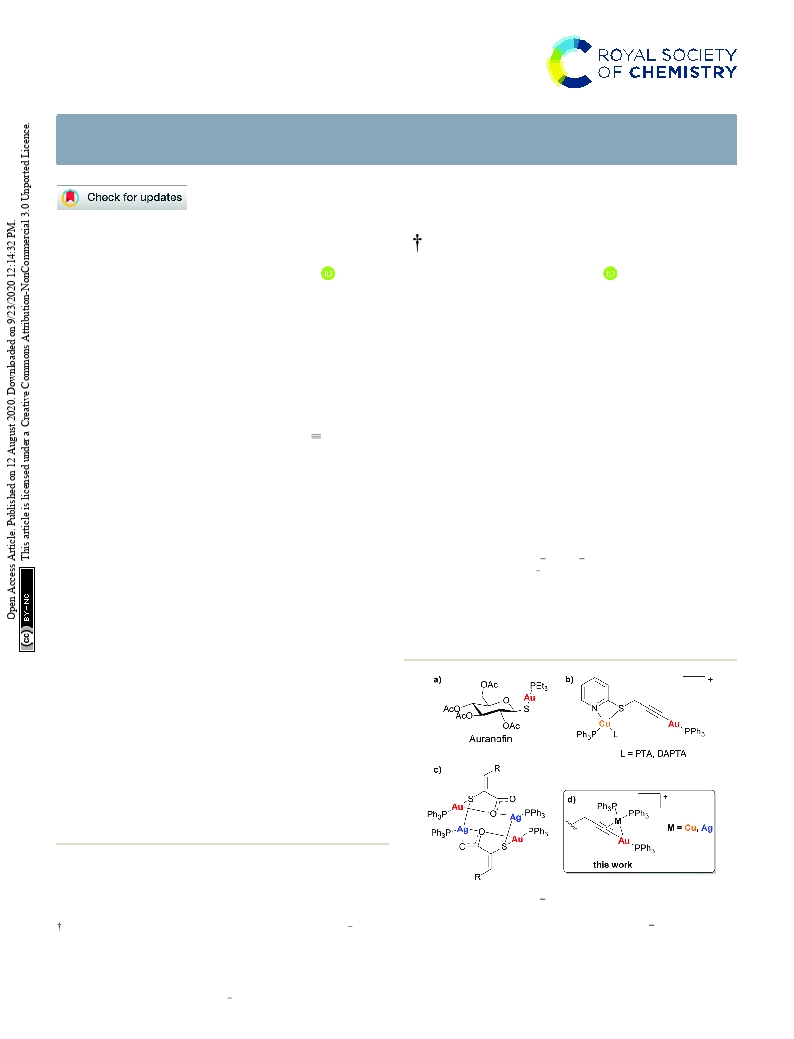 Heterobimetallic propargyl gold complexes with p-bound copper or silver with enhanced anticancer activity