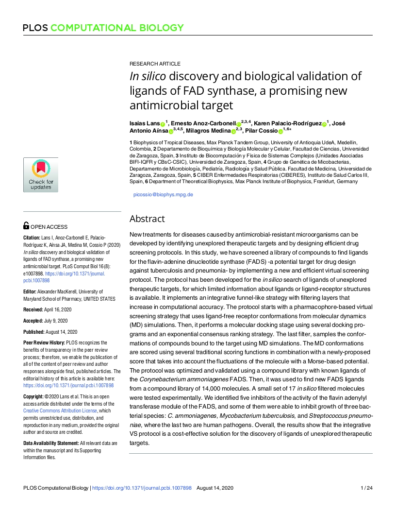 In silico discovery and biological validation of ligands of FAD synthase, a promising new antimicrobial target