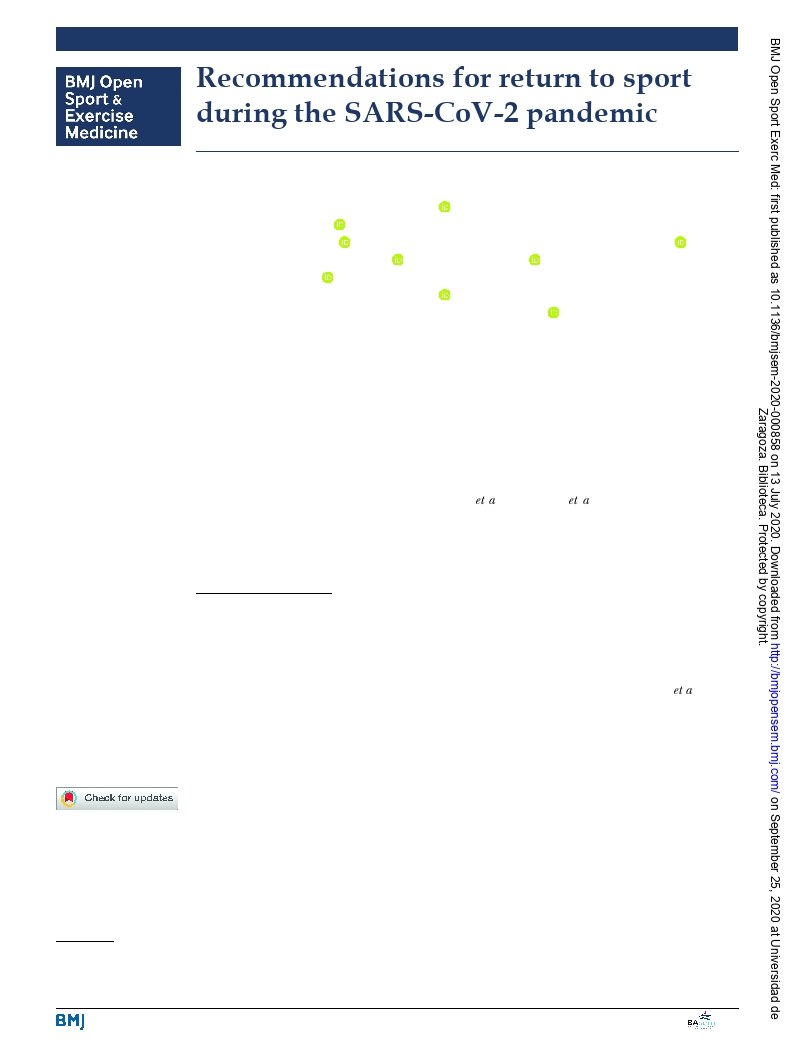 Recommendations for return to sport during the SARS-CoV-2 pandemic