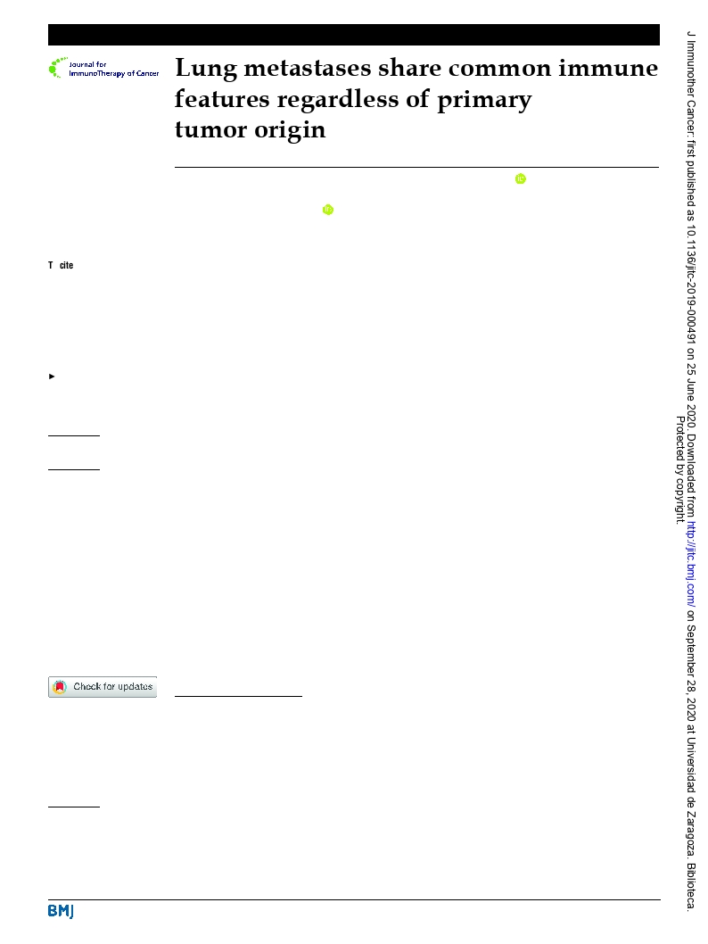 Lung metastases share common immune features regardless of primary tumor origin