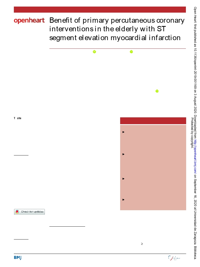 Benefit of primary percutaneous coronary interventions in the elderly with ST segment elevation myocardial infarction