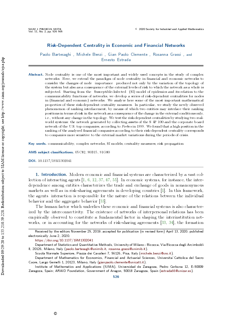 Risk-dependent centrality in economic and financial networks