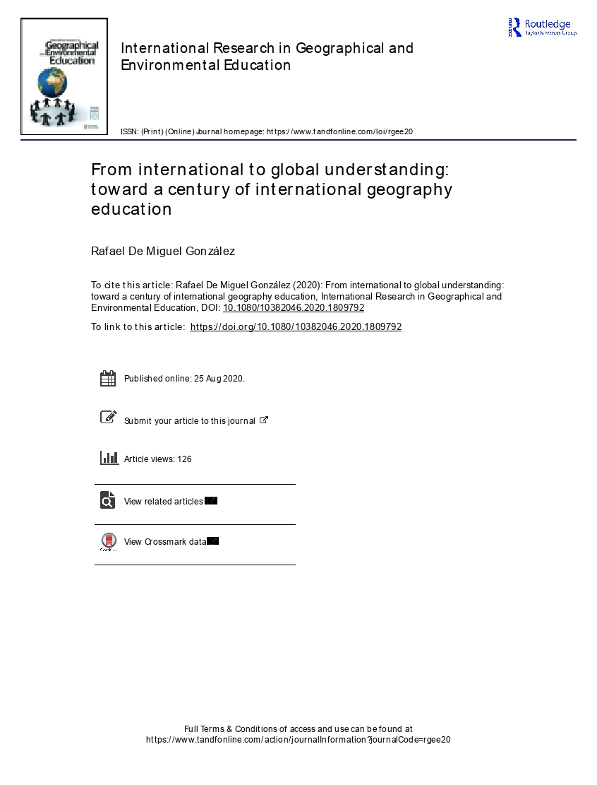 From international to global understanding: toward a century of international geography education